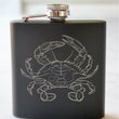 Load image into Gallery viewer, Blue Crab Engraved Stainless Steel Flask - 6 oz.