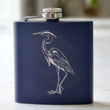 Load image into Gallery viewer, Blue Heron Engraved Stainless Steel Flask - 6 oz.
