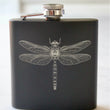 Load image into Gallery viewer, Dragonfly Engraved Stainless Steel Flask - 6 oz.
