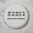 Load image into Gallery viewer, Custom GPS Coordinates with Text Coaster Set (Slate or Leatherette) - Personalized Gift