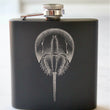 Load image into Gallery viewer, Horseshoe Crab Engraved Stainless Steel Flask - 6 oz.