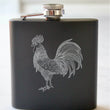 Load image into Gallery viewer, Rooster Engraved Stainless Steel Flask - 6 oz.