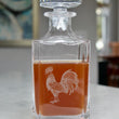 Load image into Gallery viewer, Rooster Engraved Whiskey Decanter - 26oz Square Crystal Decanter with Stopper