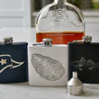 Load image into Gallery viewer, Pencil Popper Fishing Lure Engraved Stainless Steel Flask - 6 oz.