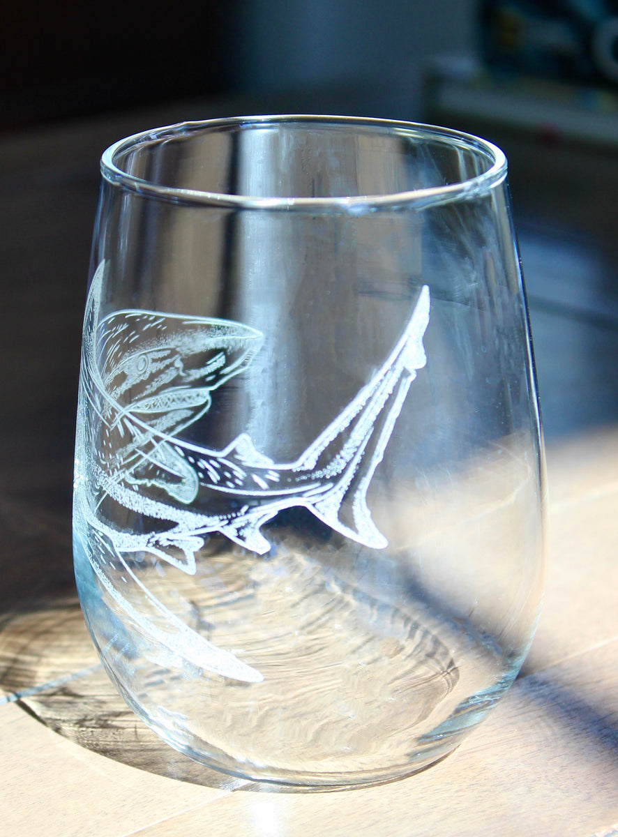 Shark Engraved Glasses  HullSpeed Designs