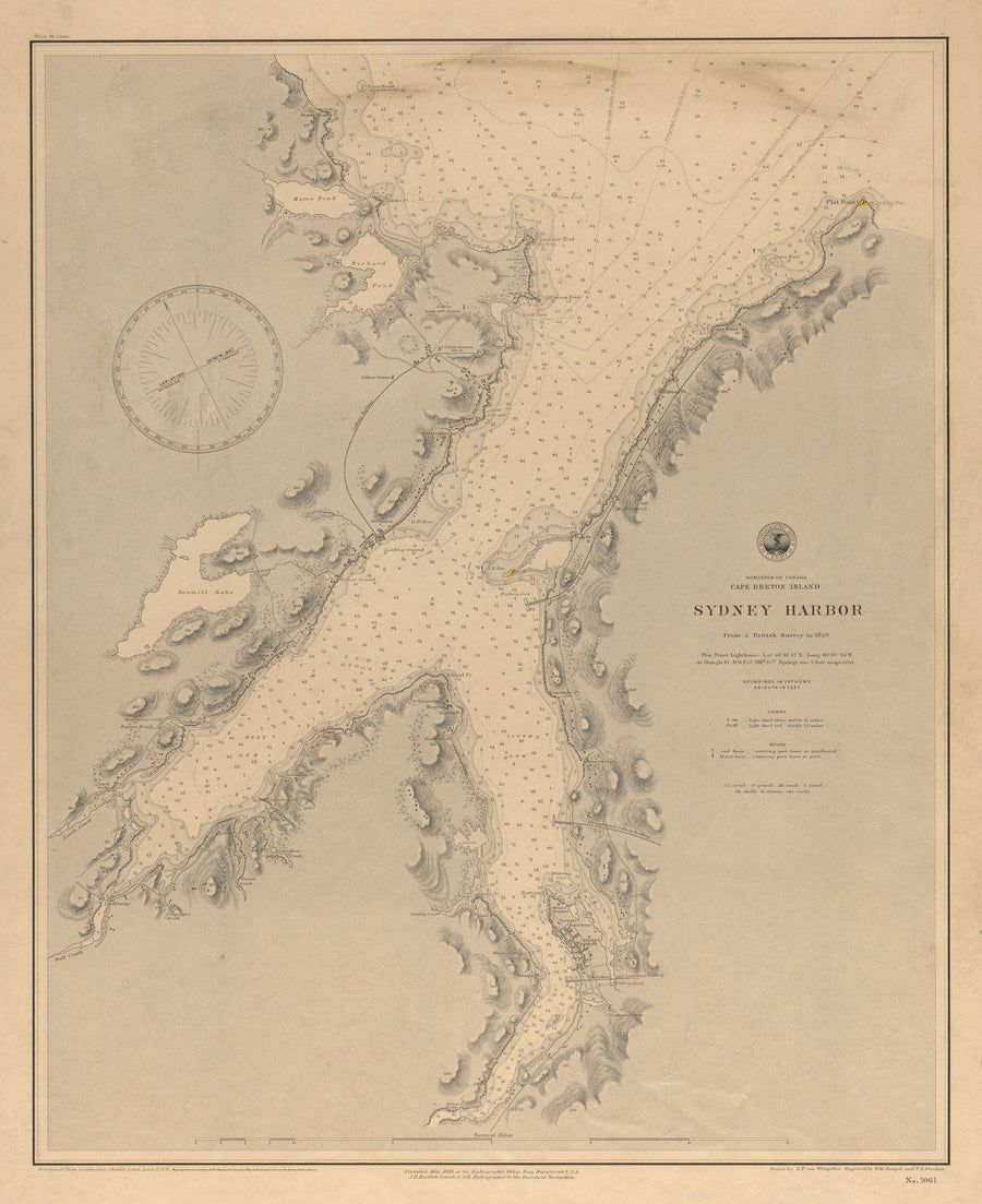 Sydney Harbor - Cape Breton Island Map - 1849