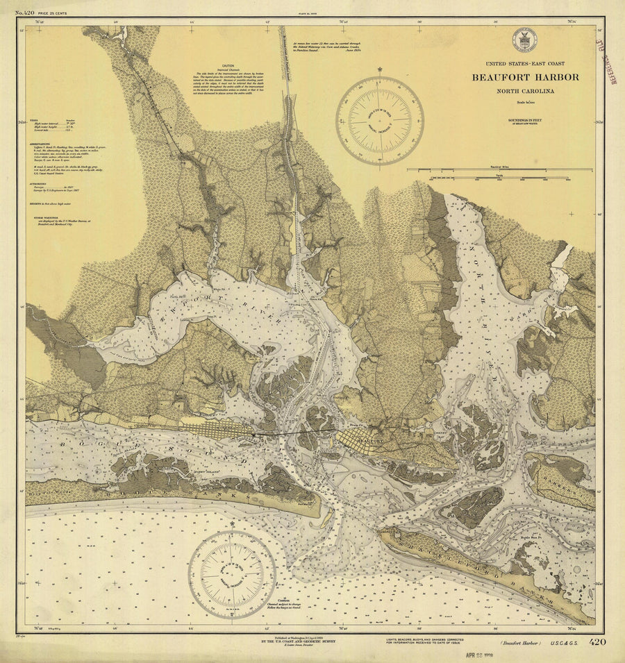 Beaufort Harbor Map - 1928