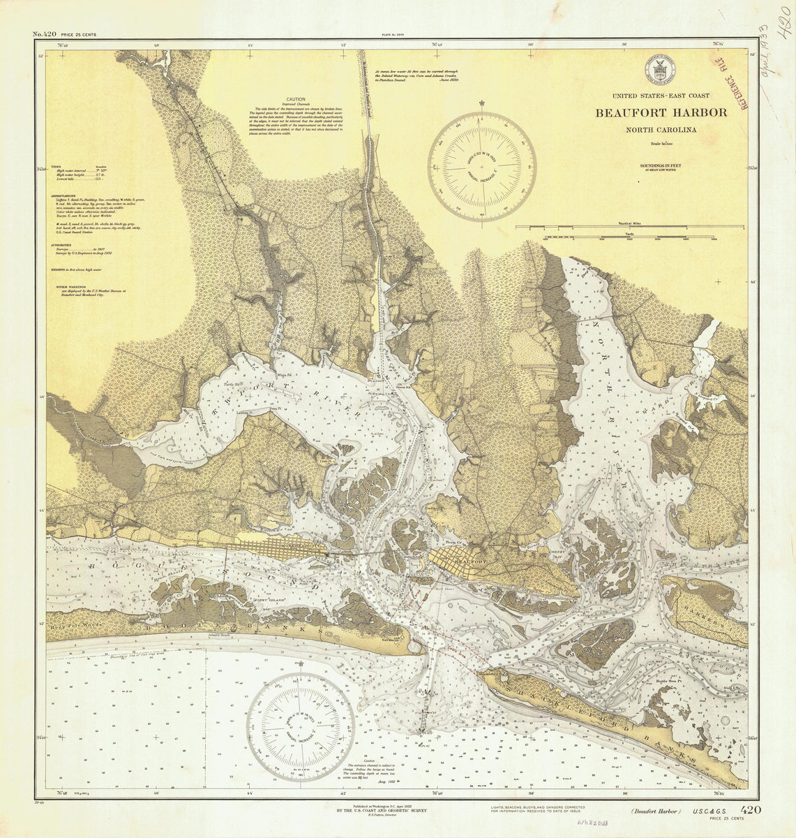 Beaufort Harbor Map 1933 Hullspeed Designs