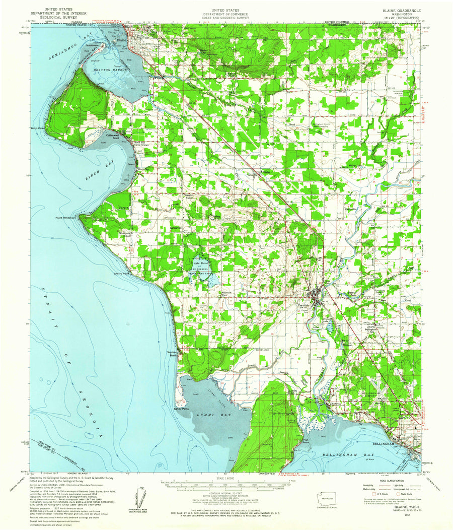 Blaine Washington Topographic Map - 1952