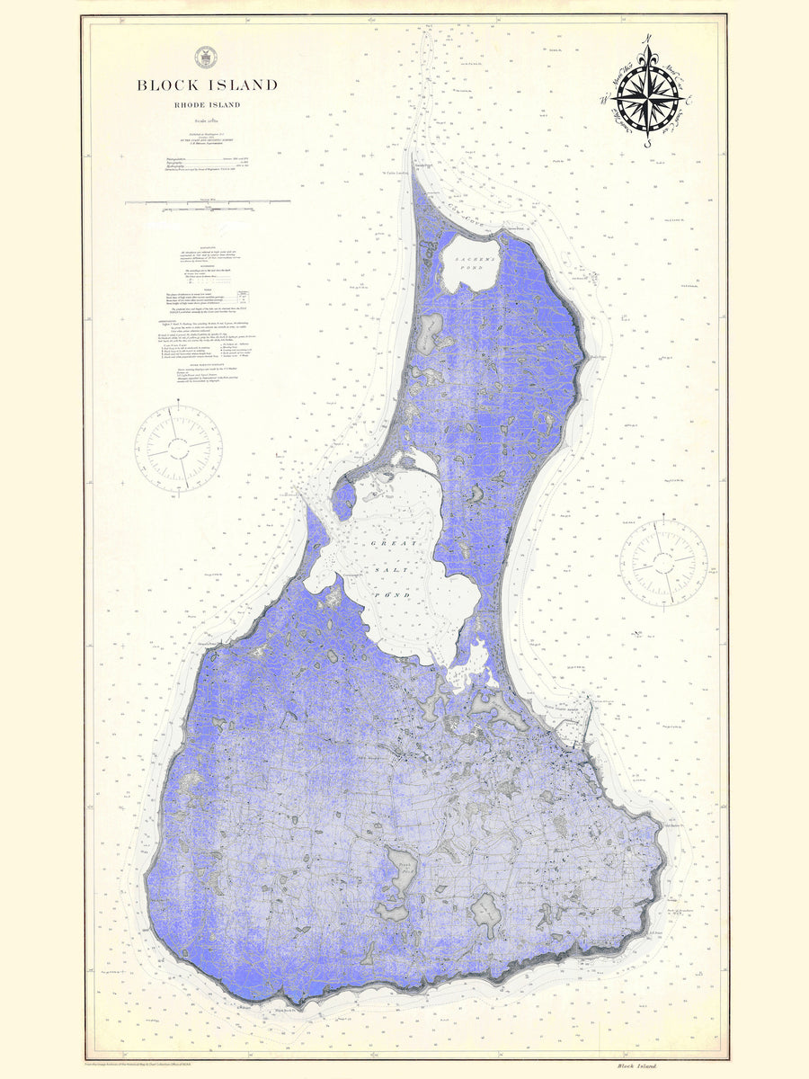 Block Island Map - 1914 (Violet)