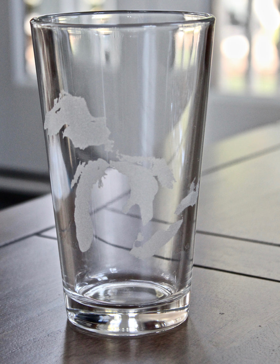 Great Lakes Map Engraved Glasses