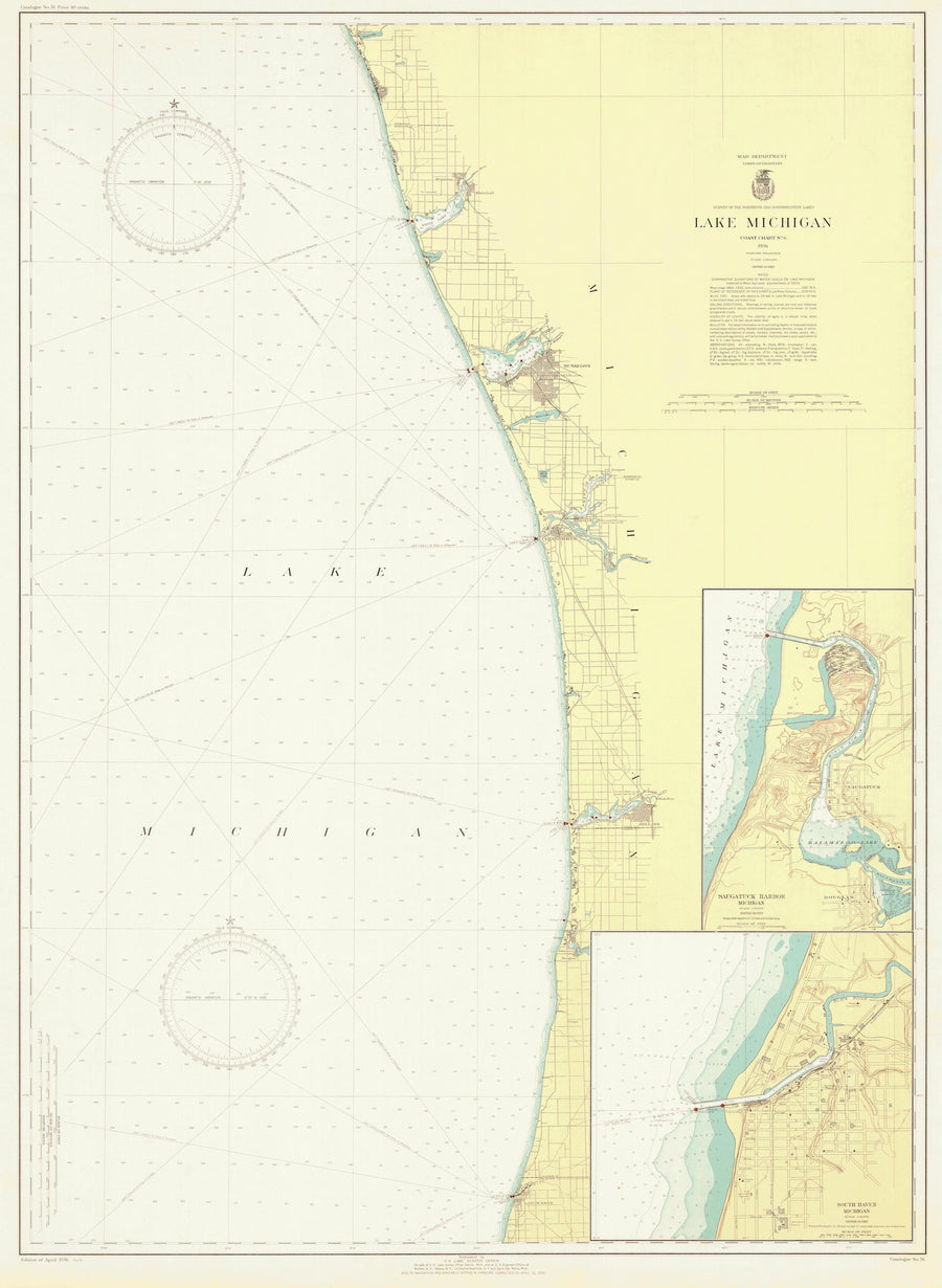 Lake Michigan - Eastern Shore Map 1936