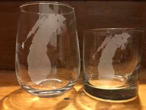 Lake Michigan Map Engraved Glasses