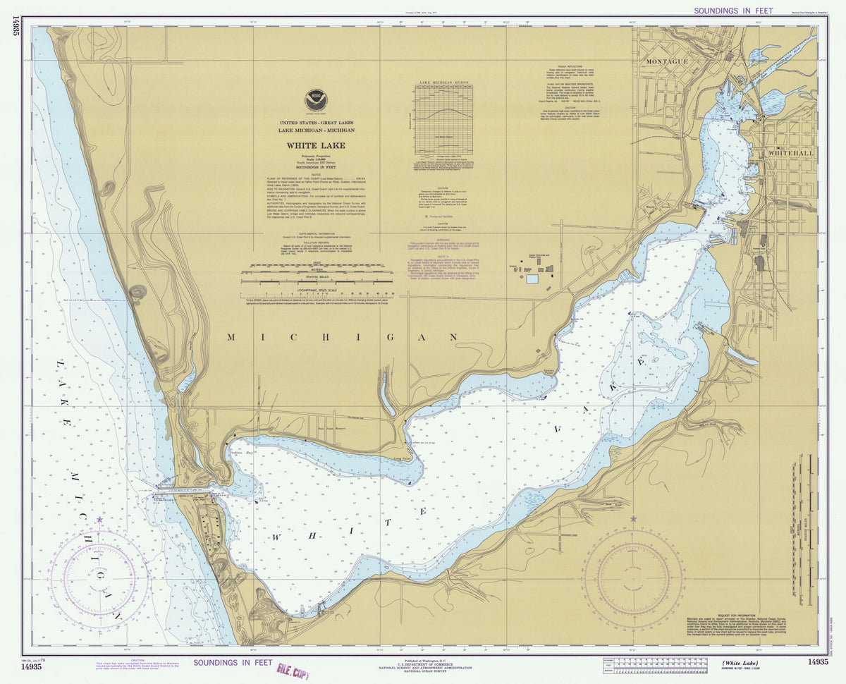Lake Michigan Muskegon Harbor Map 1979 HullSpeed Designs