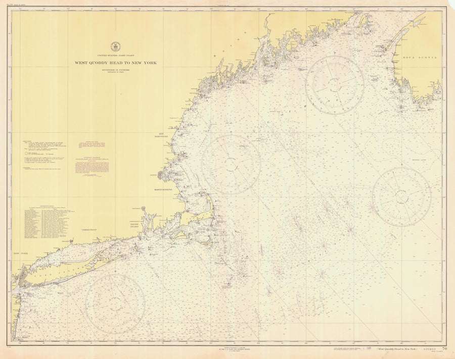 Atlantic Coast - West Quoddy Head to New York Map - 1945