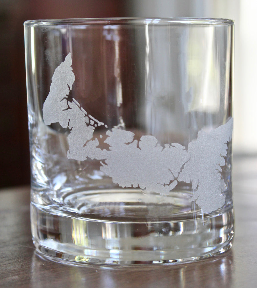 Prince Edward Island (PEI) Map Engraved Glasses