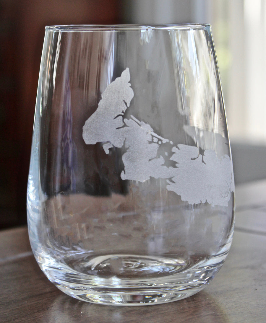 Prince Edward Island (PEI) Map Engraved Glasses