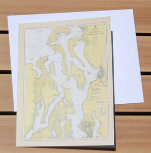 Puget Sound & Admiralty Inlet Map Notecards (1948) 4.25"x5.5"