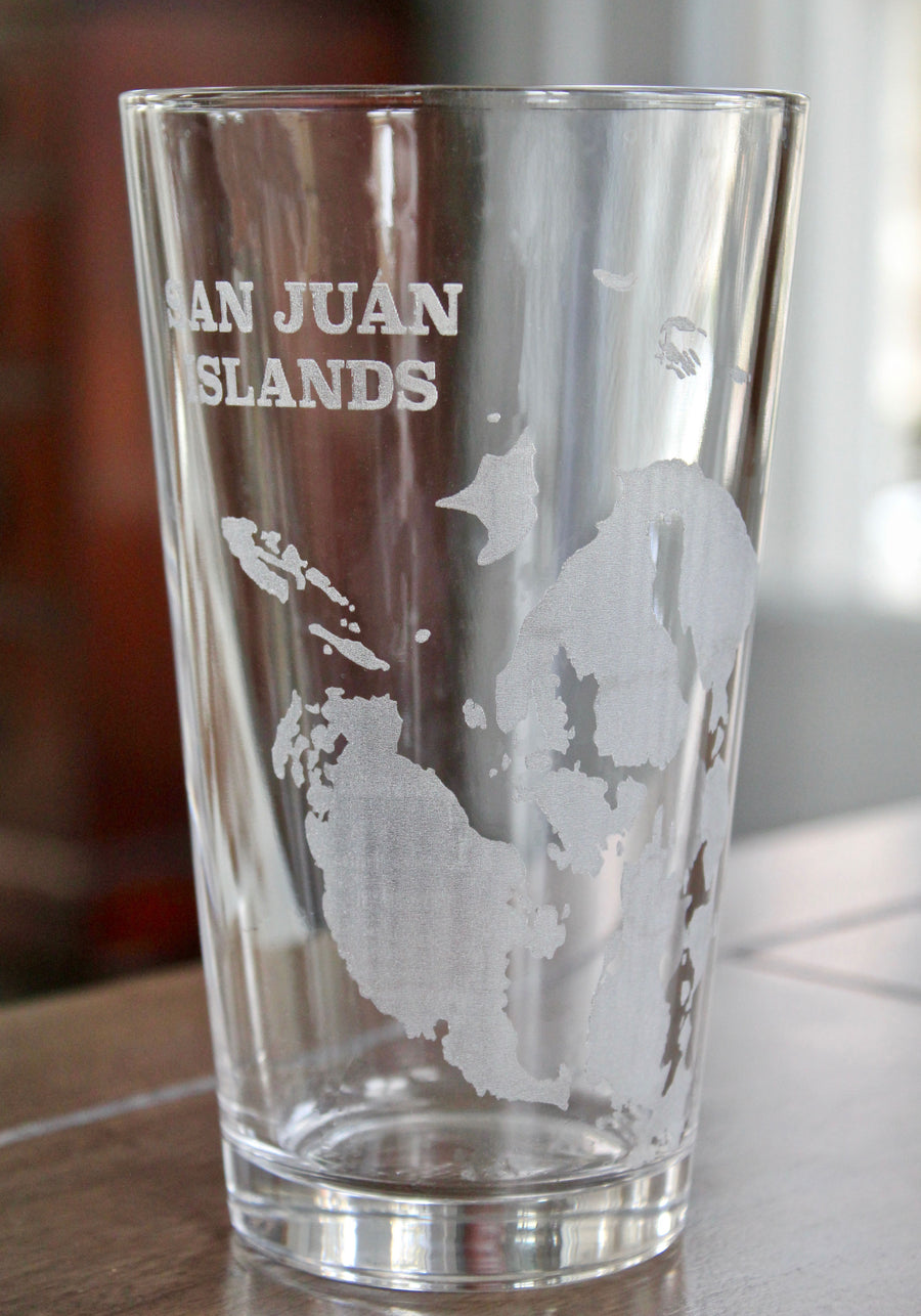 San Juan Islands Map Engraved Glasses
