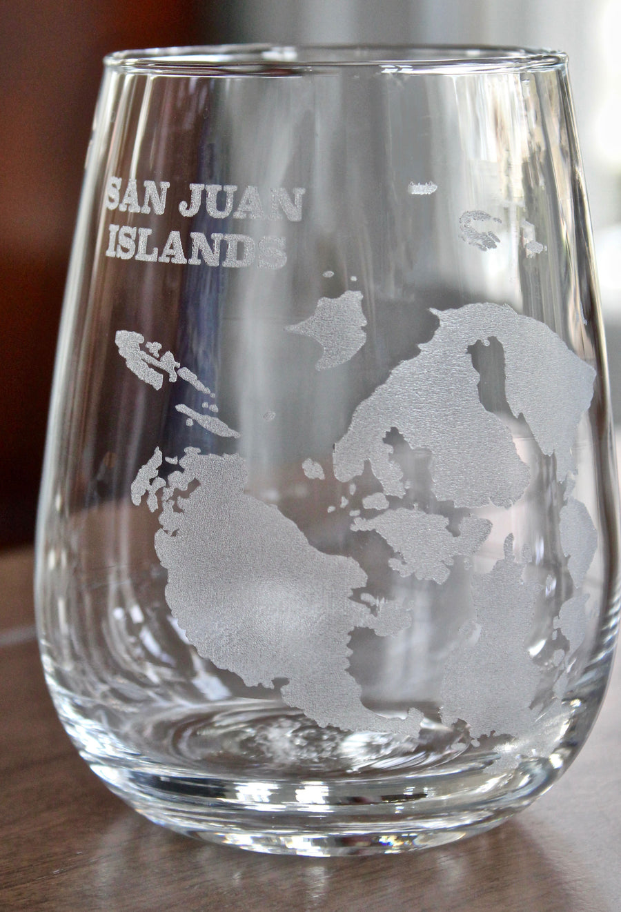 San Juan Islands Map Engraved Glasses