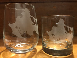 Shelter Island Map Engraved Glasses