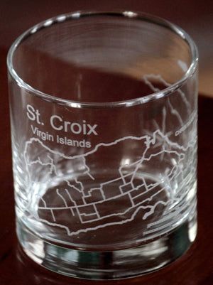 St. Croix Map Engraved Glasses - Line Design