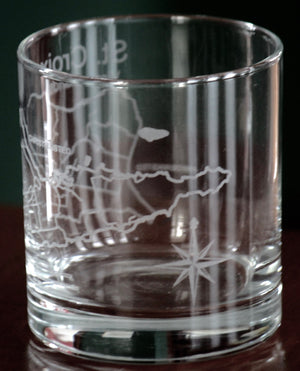 St. Croix Map Engraved Glasses - Line Design