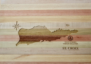 St Croix Map Engraved Wooden Serving Board & Bar Board