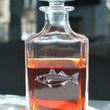 Load image into Gallery viewer, Striped Bass Engraved Whiskey Decanter - 26oz Square Crystal Decanter with Stopper