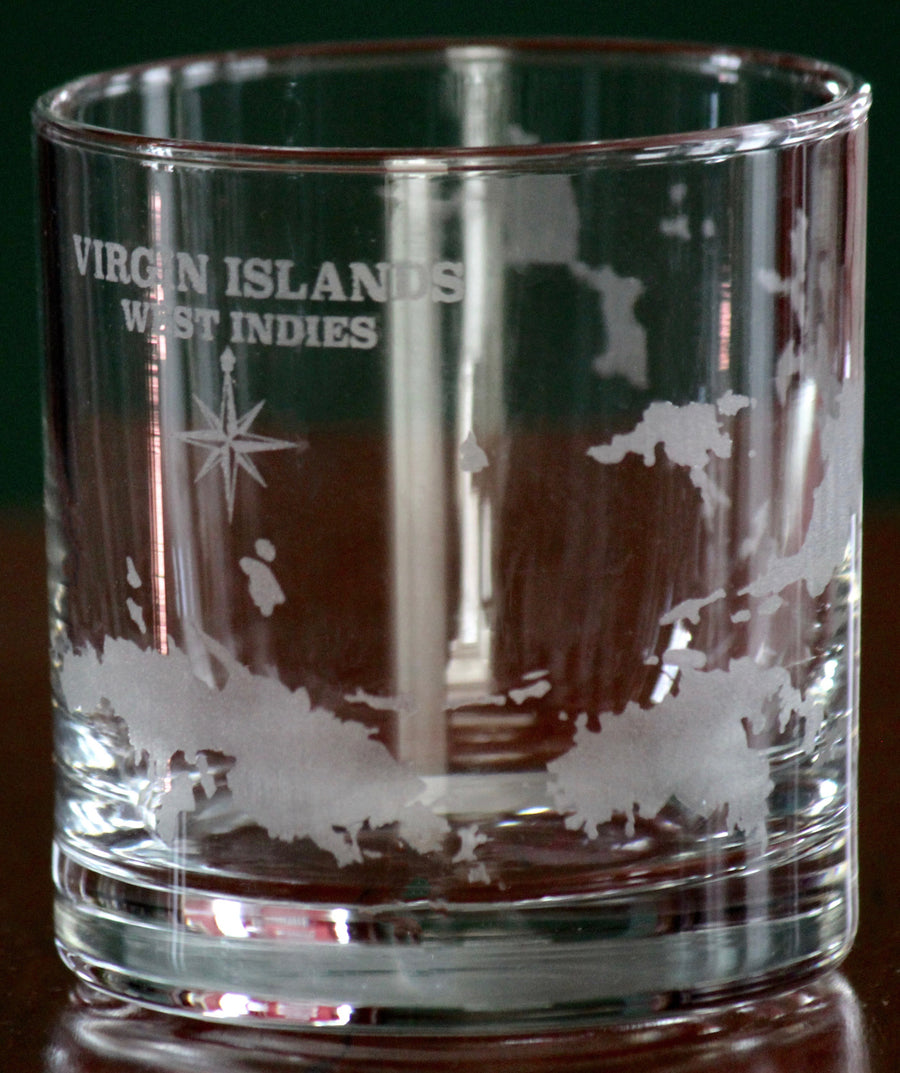 Virgin Islands Map Engraved Glasses
