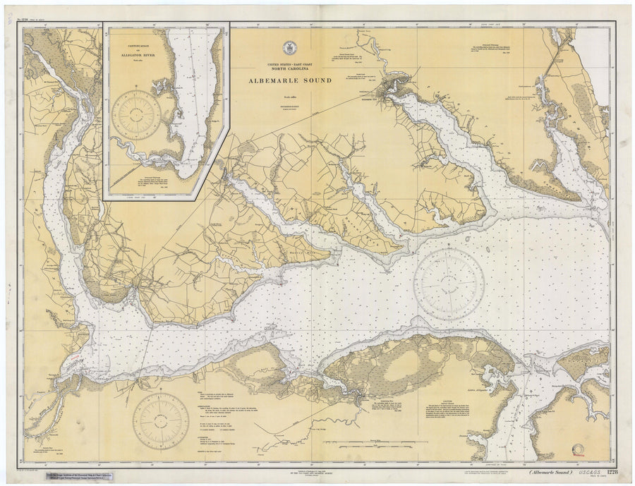 Albemarle Sound Map 1933 - Nautical Chart Print - Paper | Canvas | Metal