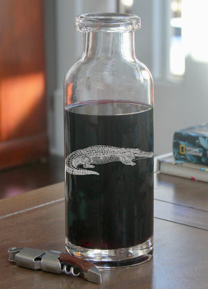 Alligator Engraved Glass Carafe