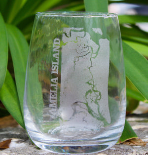 Amelia Island Map Engraved Glasses