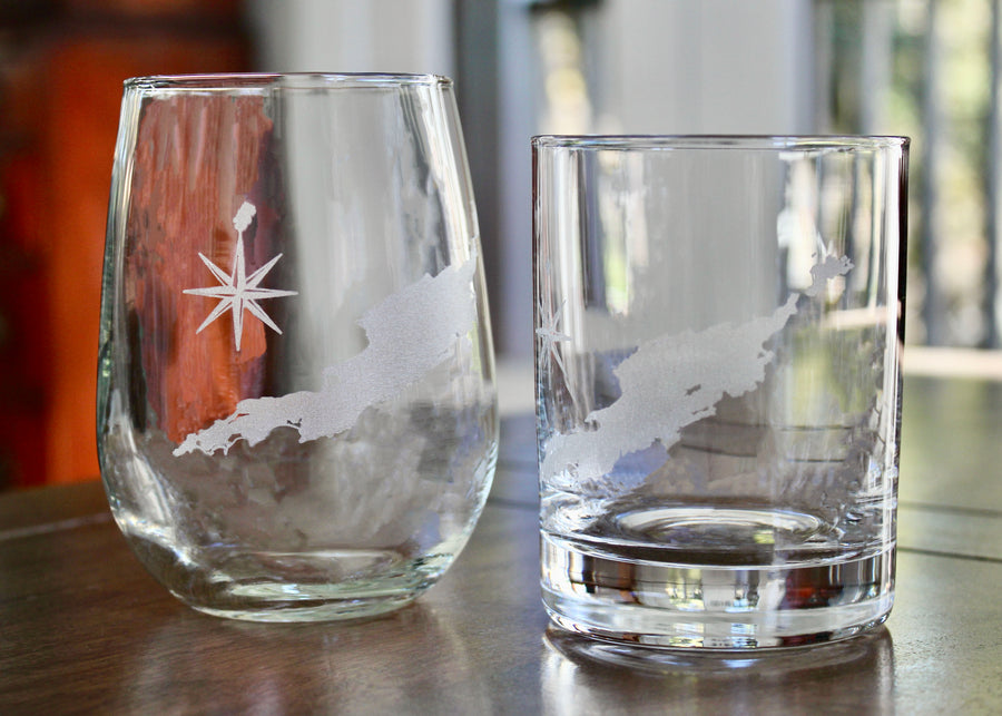 Anguilla Map Engraved Glasses
