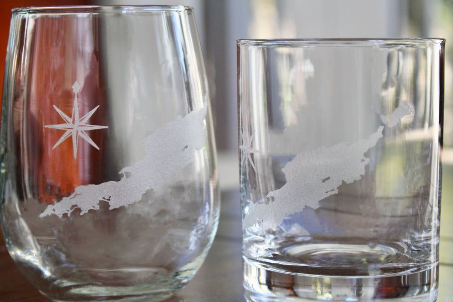 Anguilla Map Engraved Glasses