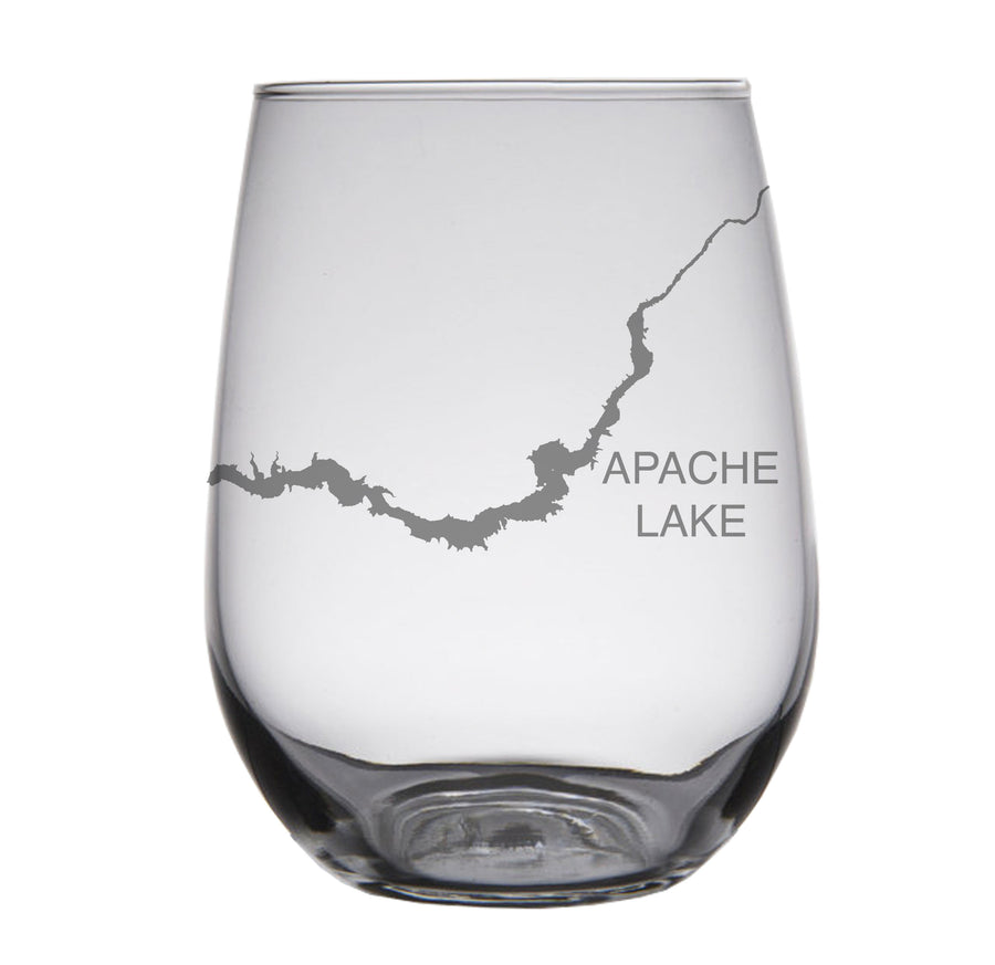 Apache Lake (AZ) Map Engraved Glasses