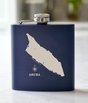 Aruba Engraved Stainless Steel Flask - 6 oz.