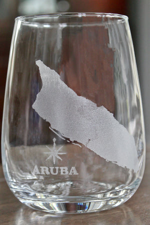 Aruba Map Engraved Glasses