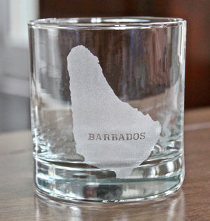 Barbados Map Engraved Glasses