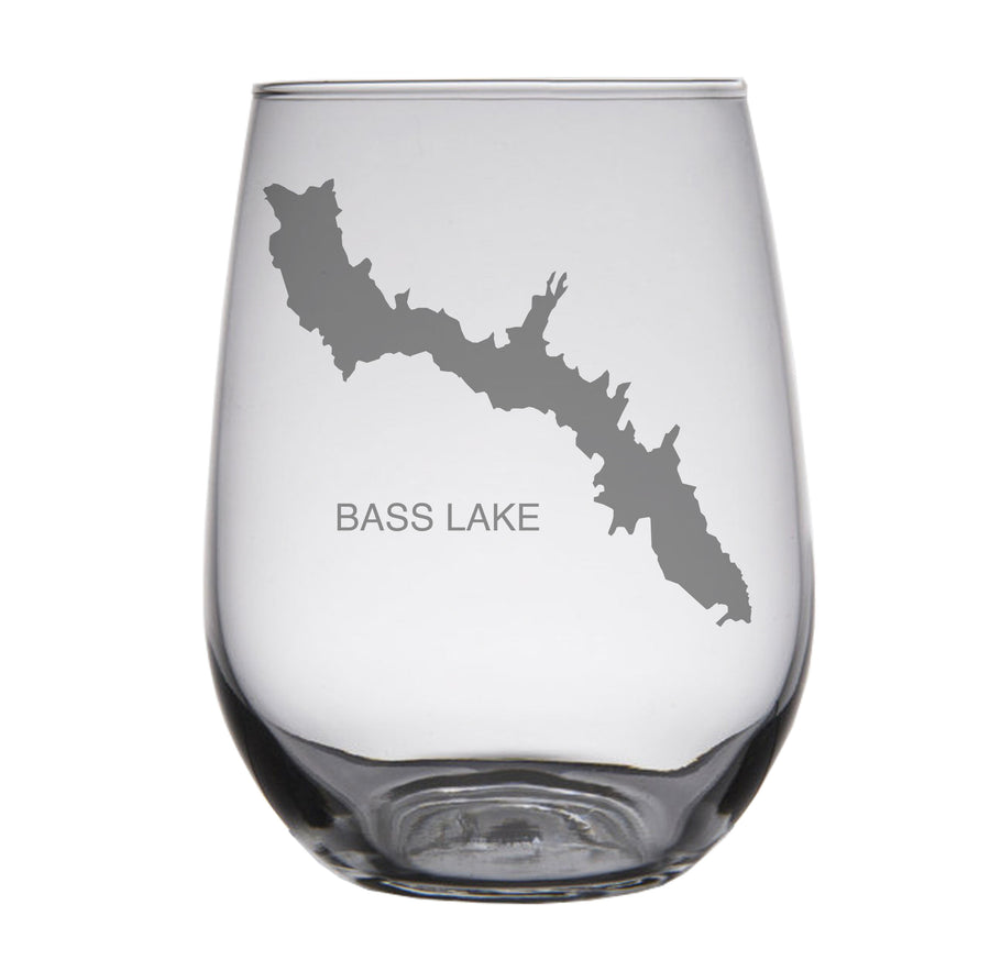 Bass Lake (CA) Map Engraved Glasses