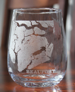 Beaufort (SC) Map Engraved Glasses