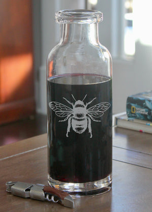 Bee Engraved Glass Carafe