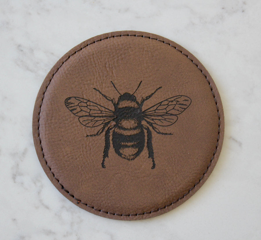Bee Coaster Set (Slate or Leatherette)