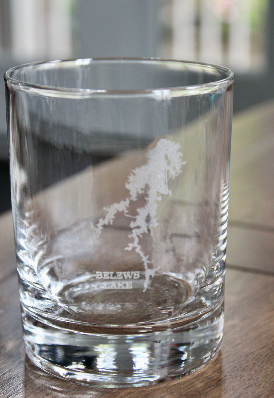Belews Lake, NC Map Engraved Glasses