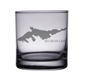 Big Bear Lake (CA) Map Engraved Glasses