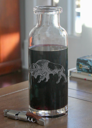 Bison Engraved Glass Carafe