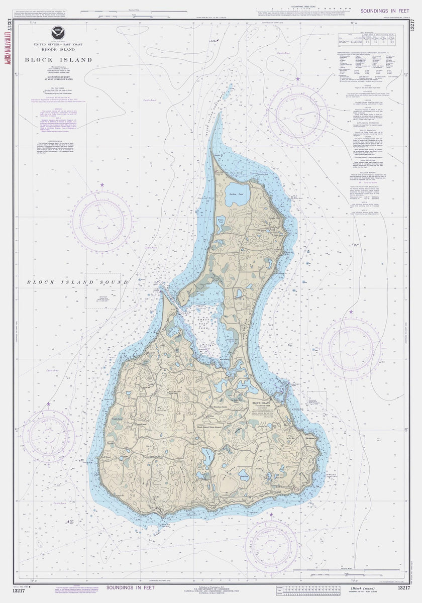 Block Island Map - 1991 - Nautical Chart Print - Paper | Canvas | Meta ...