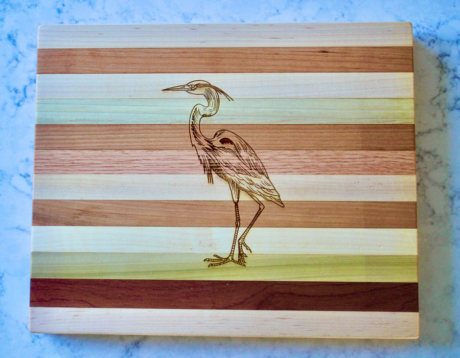 Blue Heron Engraved Wooden Serving Board & Bar Board