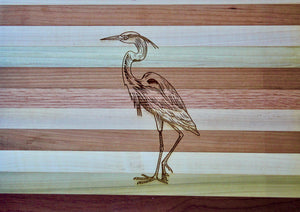 Blue Heron Engraved Wooden Serving Board & Bar Board