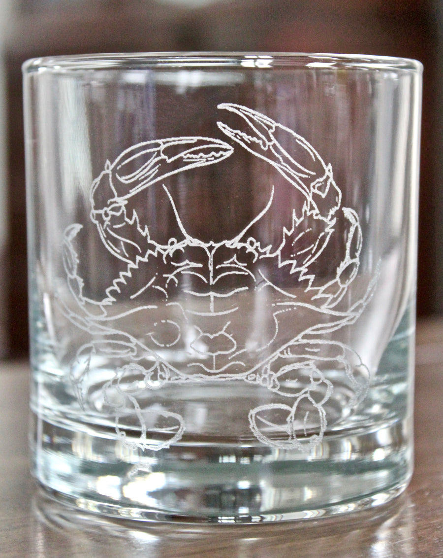 Blue Crab Engraved Glasses